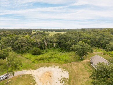 Aerial view of a heavily wooded area