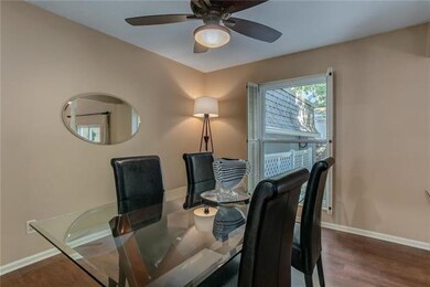 Formal dining room open to living room.