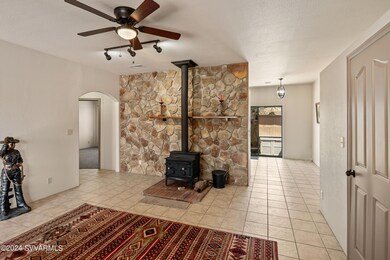 Living room with wood stove