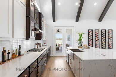 Kitchen featuring stainless steel gas stovetop, b