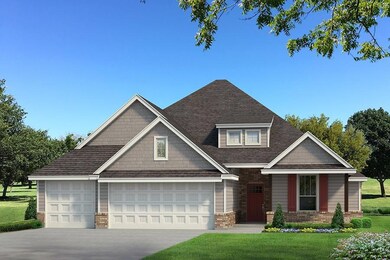 Craftsman house with a garage and a front lawn