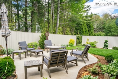Patio and firepit in the courtyard garden