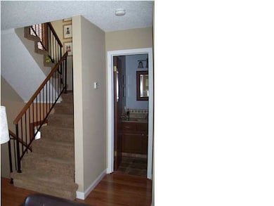 Stairway and main floor bath.