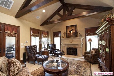 Vaulted and beamed family room