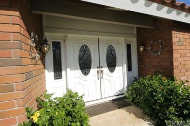 Detailed leaded glass double doors.