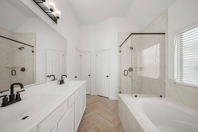 Owner's bath with dual sinks