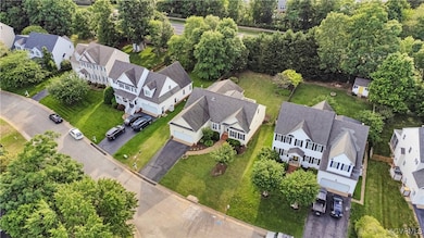 Aerial perspective of suburban area