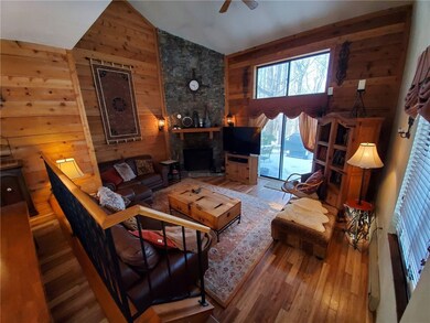 Living room Corner mountain stone wood burning fir