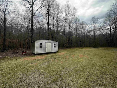 View of yard with an outdoor structure, a forest v