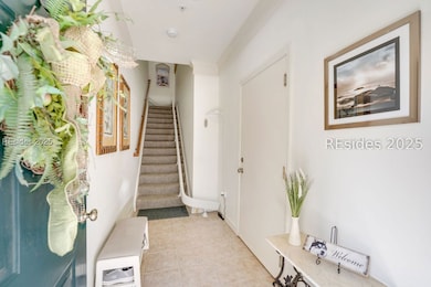 Stairway to living area and chair lift