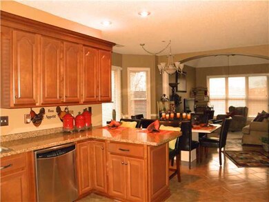The updated kitchen looks out on the extra large c