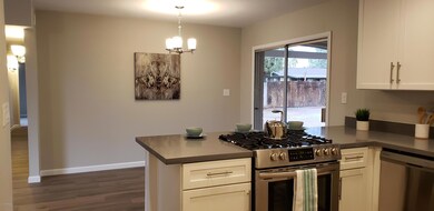 Kitchen into dining room