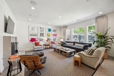 Living room with recessed lighting, a high end fir