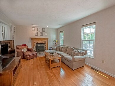 Open Family Room with Wood Burning Fireplace