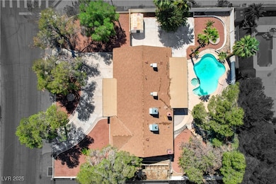 Drone / aerial view of a pool area