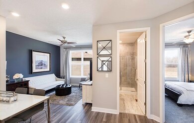 The 3/4 bath has a built in bench in the shower.