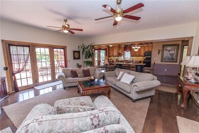 Great room open to kitchen with deck access