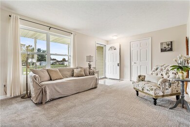 Living room with light carpet