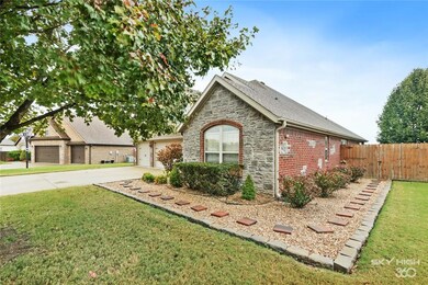 Brick and rock exterior.