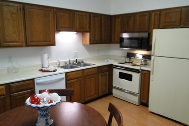 Kitchen with laminate flooring, pantry, electric stove, dishwasher, microwave and refrigerator