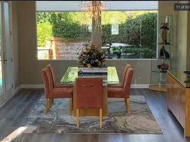 Dining room with waterfall view