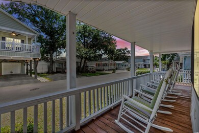 Deck at dusk with a storage unit