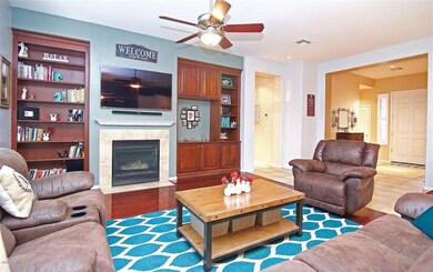Cozy gas fireplace & awesome built-ins