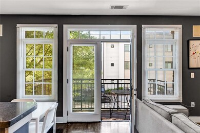 French doors open to balcony