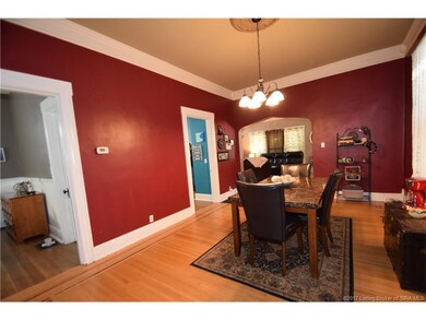Inlaid hardwood floors in this huge Dining Room.  