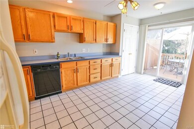 Kitchen view from dining room entry way