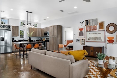 Living area featuring recessed lighting
