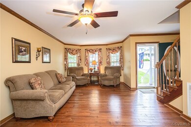 Spacious family room with beautiful hardwood floor