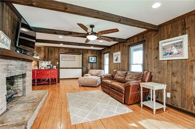 Family room. Gas, stone fireplace.
