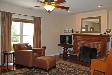 Brick front wood burning fireplace