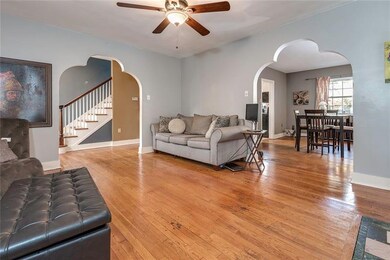 The first floor has the original hardwoods through