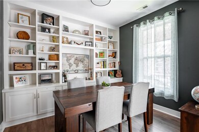 Dining area with wood finished floors