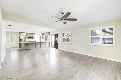Living/dining room area with kitchen in the backgr