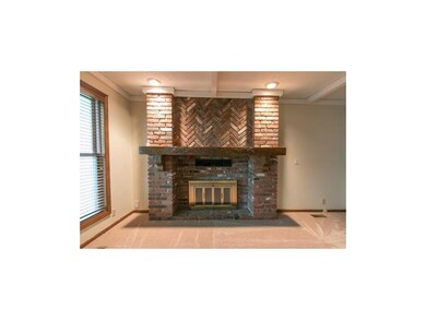 Brick, wood burning fireplace