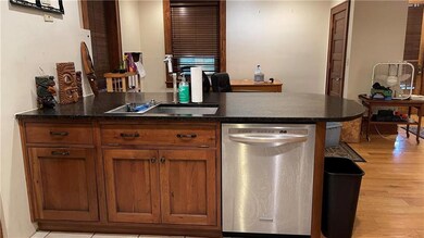 Island with sink and stainless dishwasher
