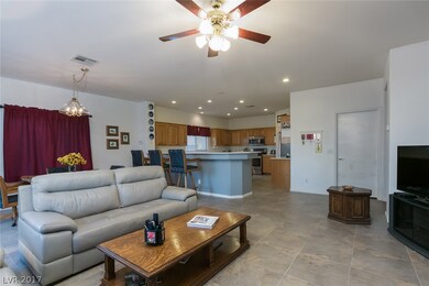 Easy conversation family room with kitchen