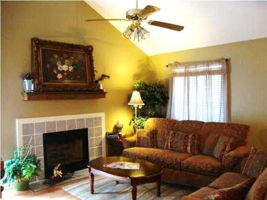 Family room with fireplace.