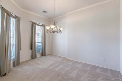 Spacious formal dining opens into large living are
