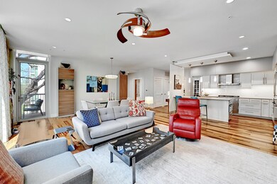 Living room featuring recessed lighting, light wo