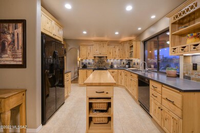 Kitchen with solid slate counters