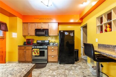 Kitchen with door to backyard.