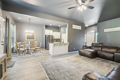 Living area featuring light wood finished floors, 