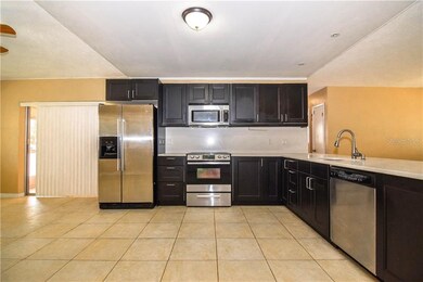 Kitchen with stainless steel appliances