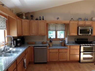 Granite counter tops & lots of storage.