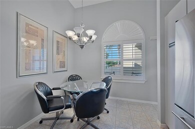 Dining room with a chandelier