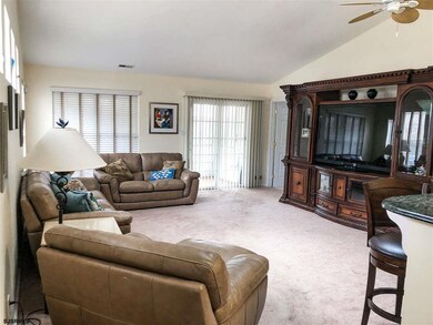 Vaulted ceiling with fan